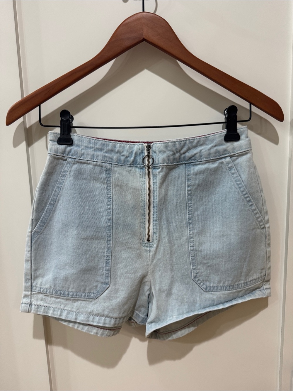 RVCA Light Blue Denim Women’s Zip-Front Shorts